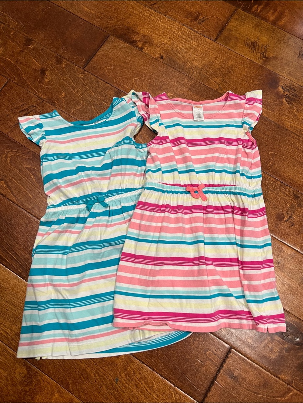 Gymboree Girls' Striped Flutter Sleeve Dress - Pink & Blue